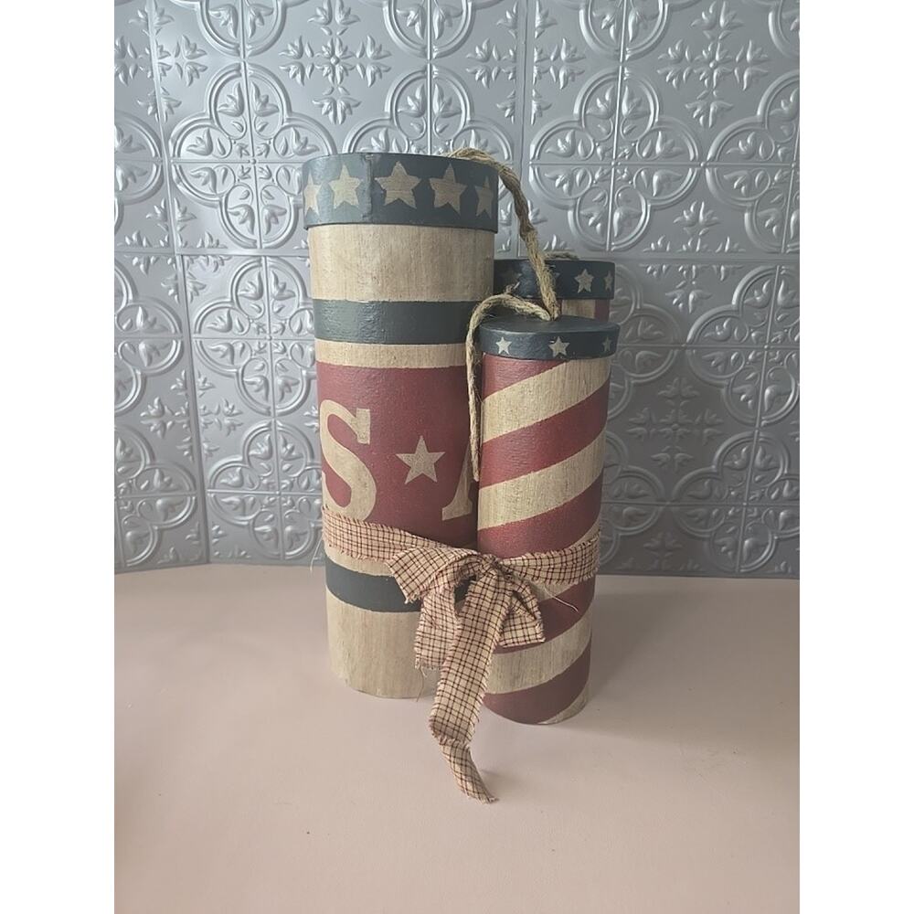 3 pcs FIRECRACKERS 10" 12" 14" Heavy Cardboard 4 of July Decoration Center Piece